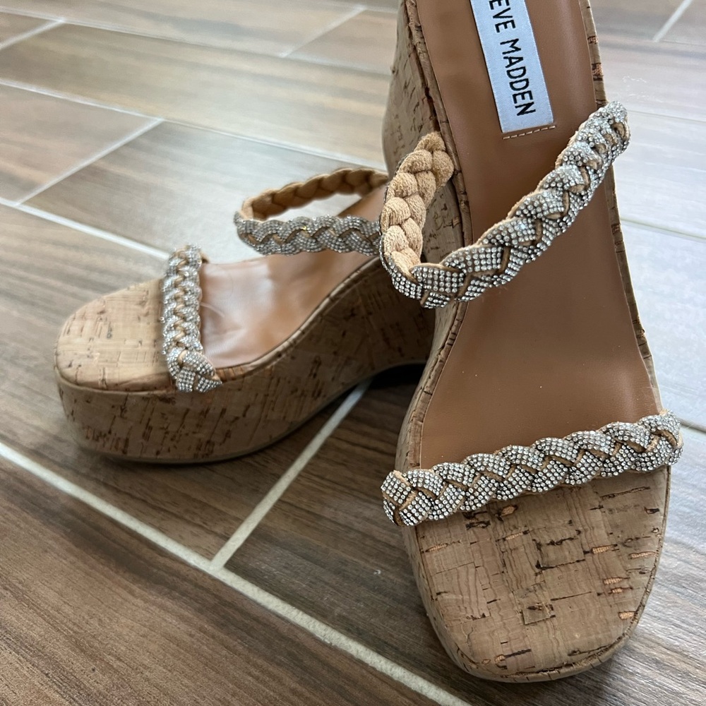 Steve Madden Cork Wedges with Braided Straps